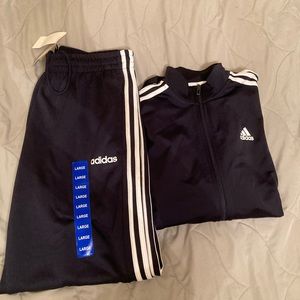 small Legend Ink/white Adidas track top & Large Legend ink/white track pant